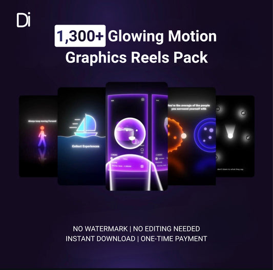 1300+ Glowing Motion Graphics Reels Pack