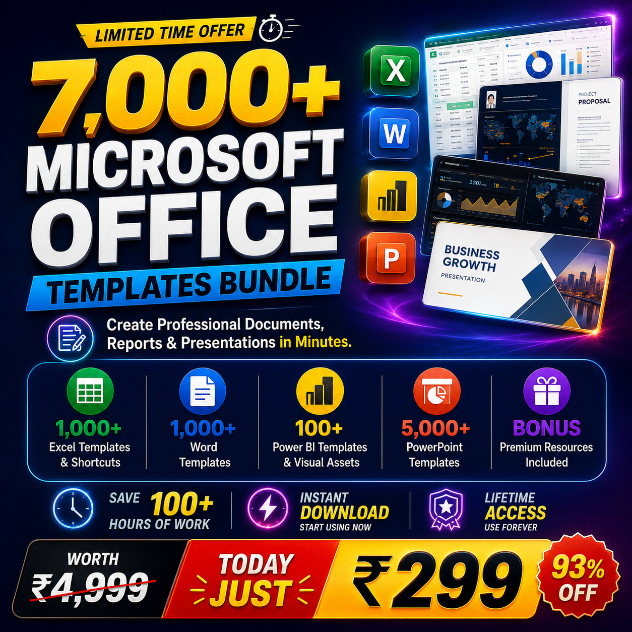 7,000+ Microsoft Office Templates Bundle - (Excel, Word, Power BI & PowerPoint)